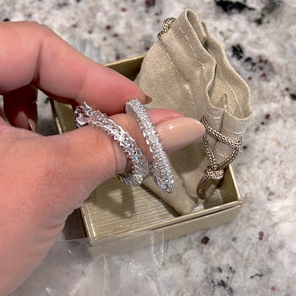 NWT CZ Silver Hoops